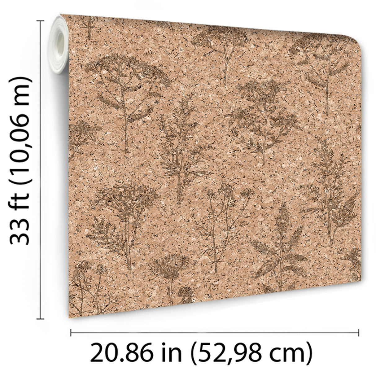 Herbarium Hues Natural Brown by Veer Decor Herbs and Grass Cork Texture Wallpaper – VRBR08-387
