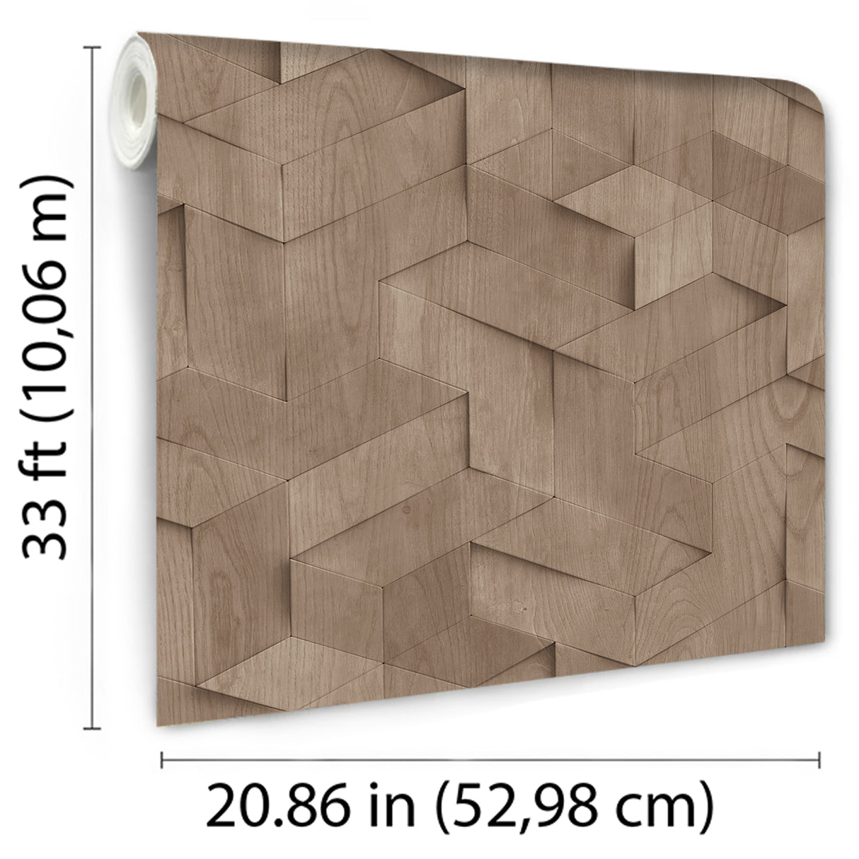Woodblock Geometric Illusion Taupe by Veer Decor Geometric Wallpaper – VRBR08-447
