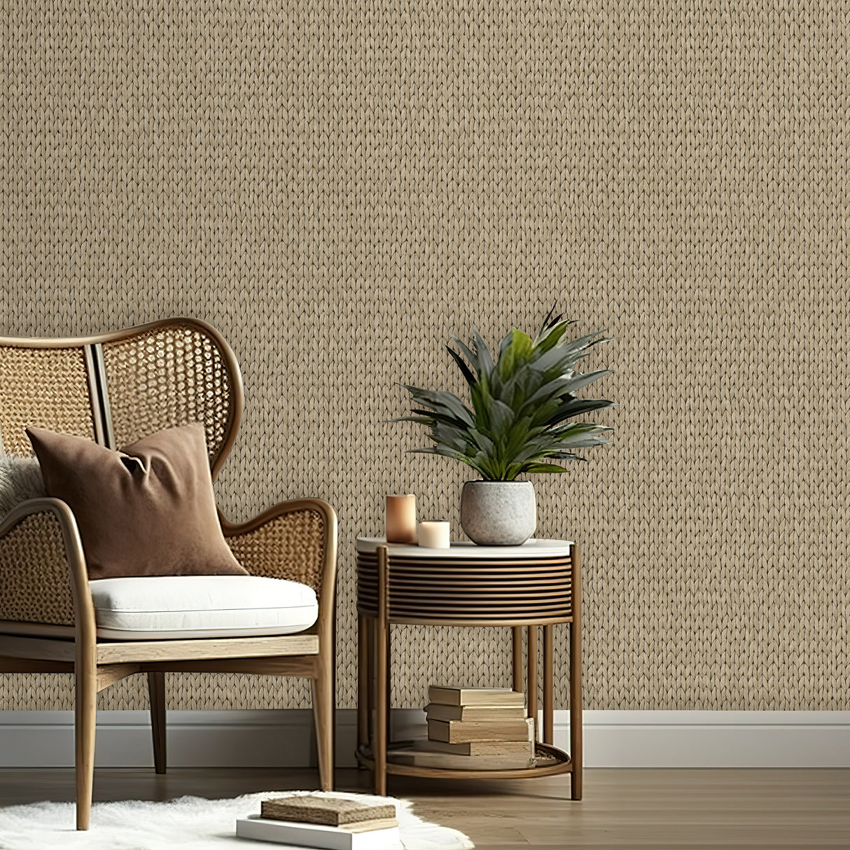 Wicker Weave Taupe by Veer Decor Textured Vinyl Wallpaper – Veer Decor VRBR08-487