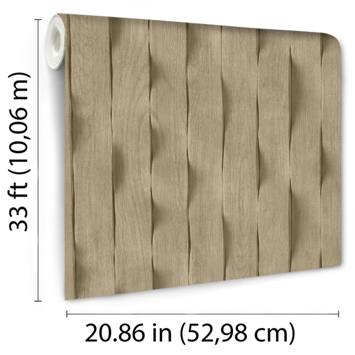 Wavy Wood Slats Ecru Taupe by Veer Decor Textured Vinyl Wallpaper – Veer Decor VRBR08-657
