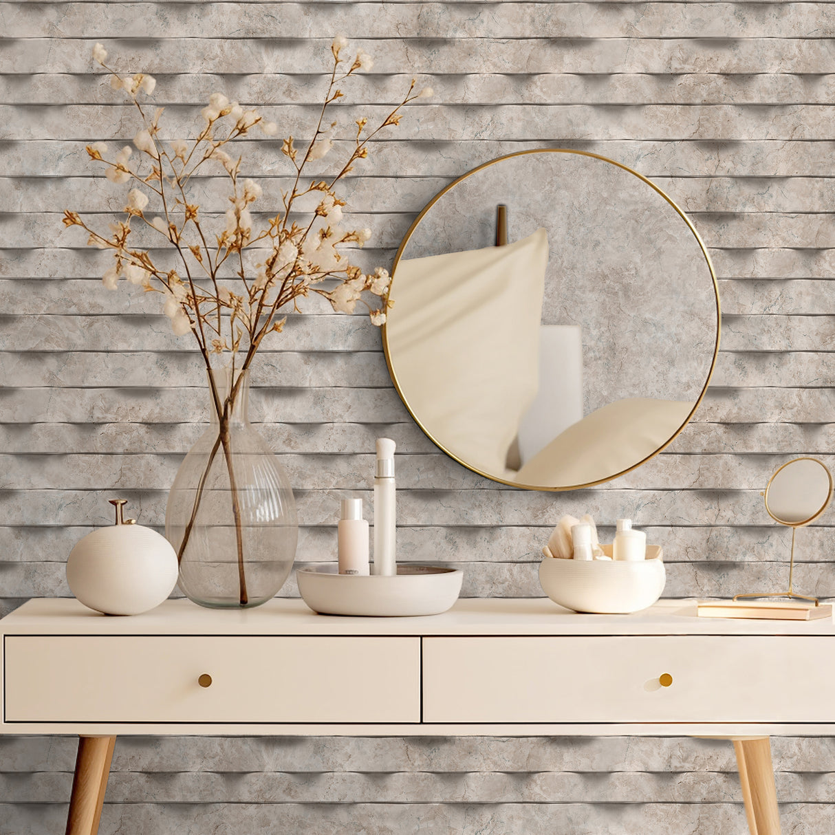 Wavy Marble Stripe Taupe by Veer Decor Abstract Textured Wallpaper – Veer Decor VRBR08-997