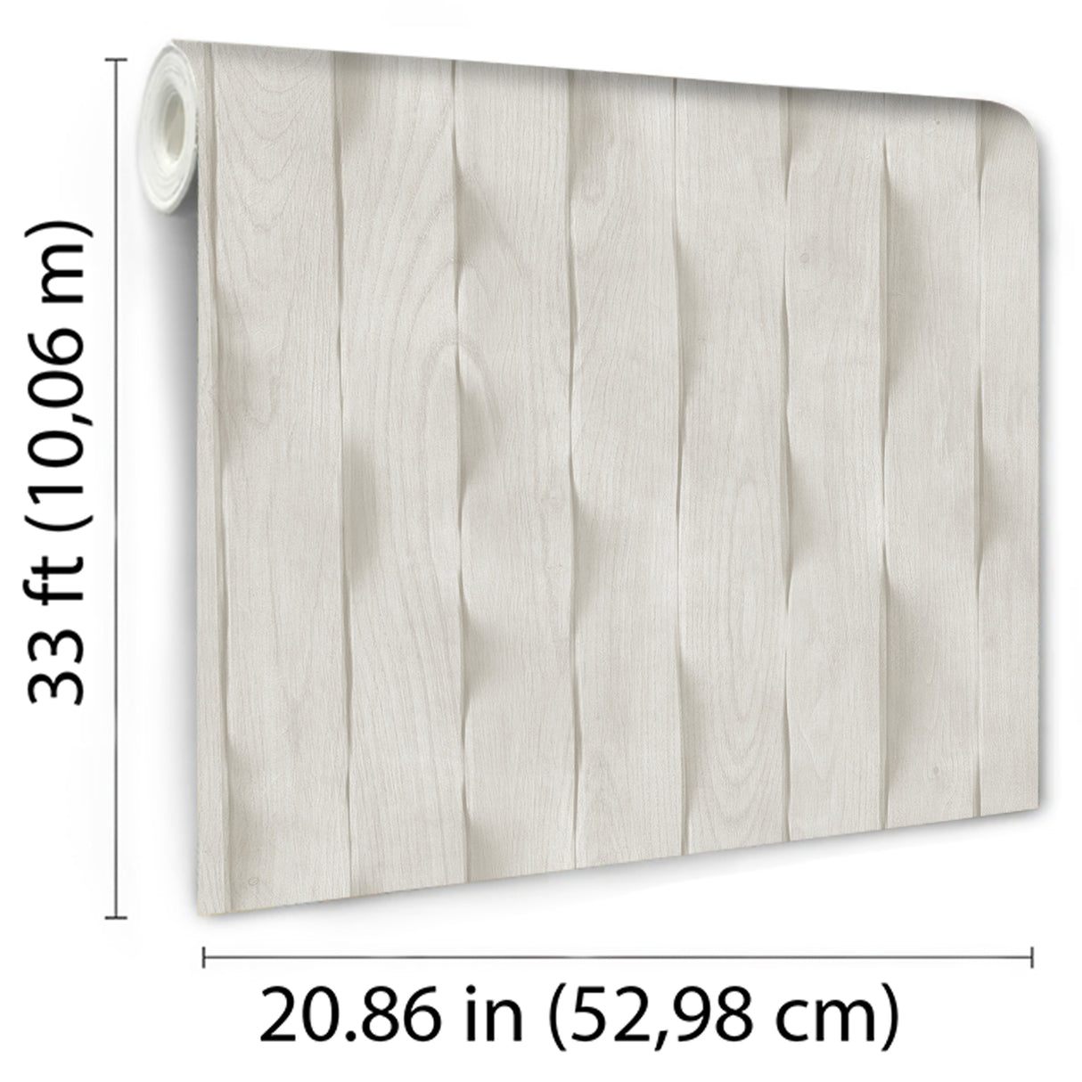 Wavy Wood Slats Light Gray Off White by Veer Decor Textured Vinyl Wallpaper – Veer Decor VRBR09-657