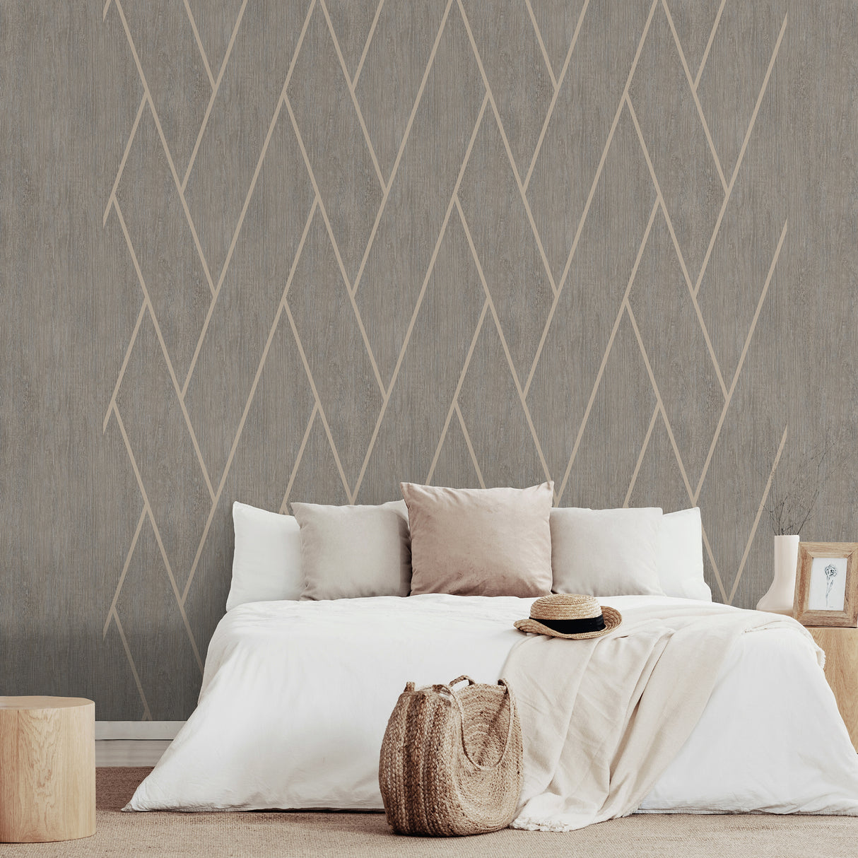 Wood Texture Chevron Taupe by Veer Decor Textured Geometric Wallpaper – Veer Decor VRBR18-757