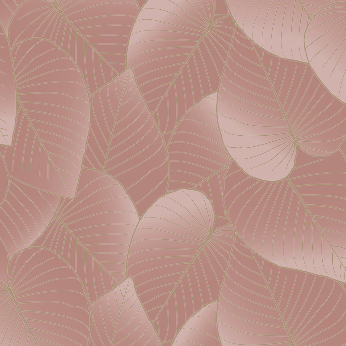 Graphic Leaves Blush foil accented pink leaf wallpaper roll by Veer Decor