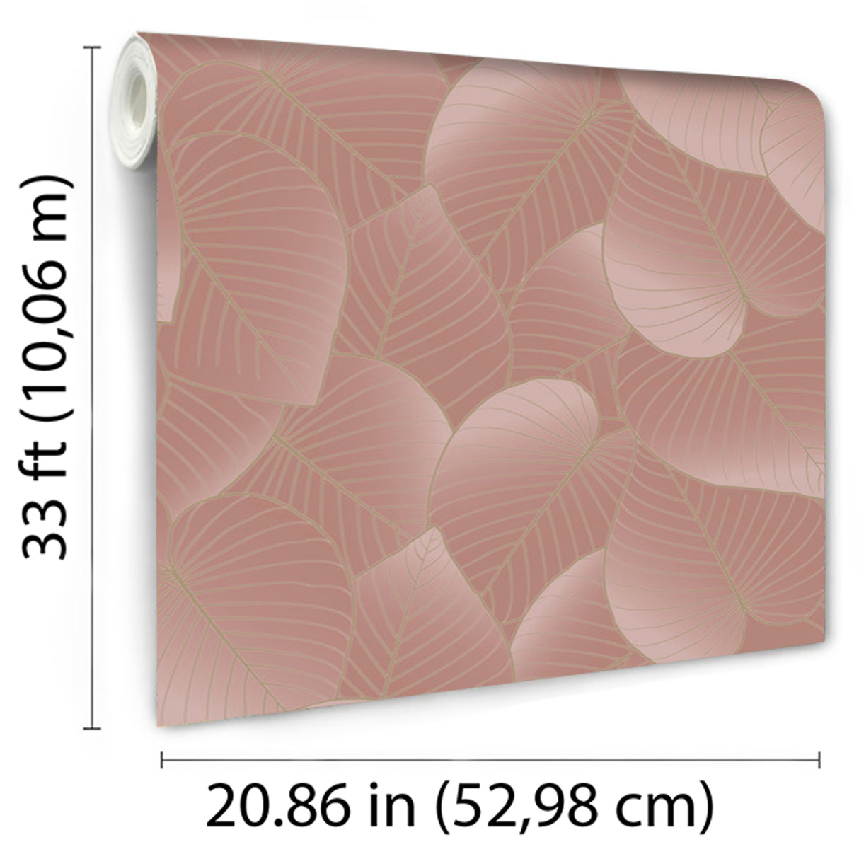 Graphic Leaves Blush by Veer Decor Foil Accents Non-Woven Unpasted Wallpaper – VRBT03-212