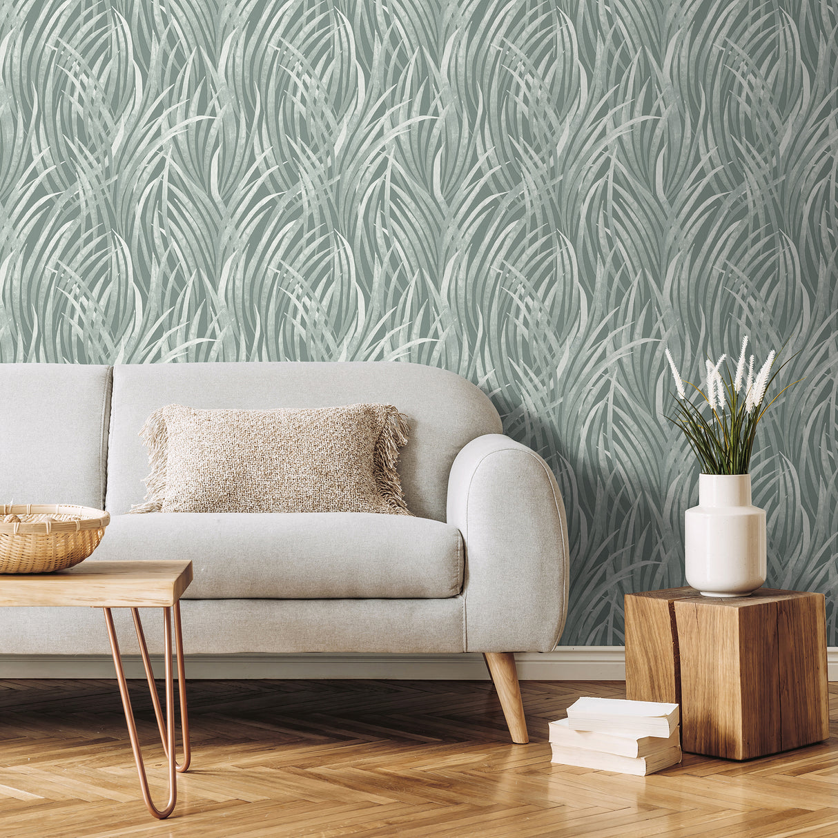 Adelia Tall Grass Green by Veer Decor Nature Wallpaper – Veer Decor VRBT04-546