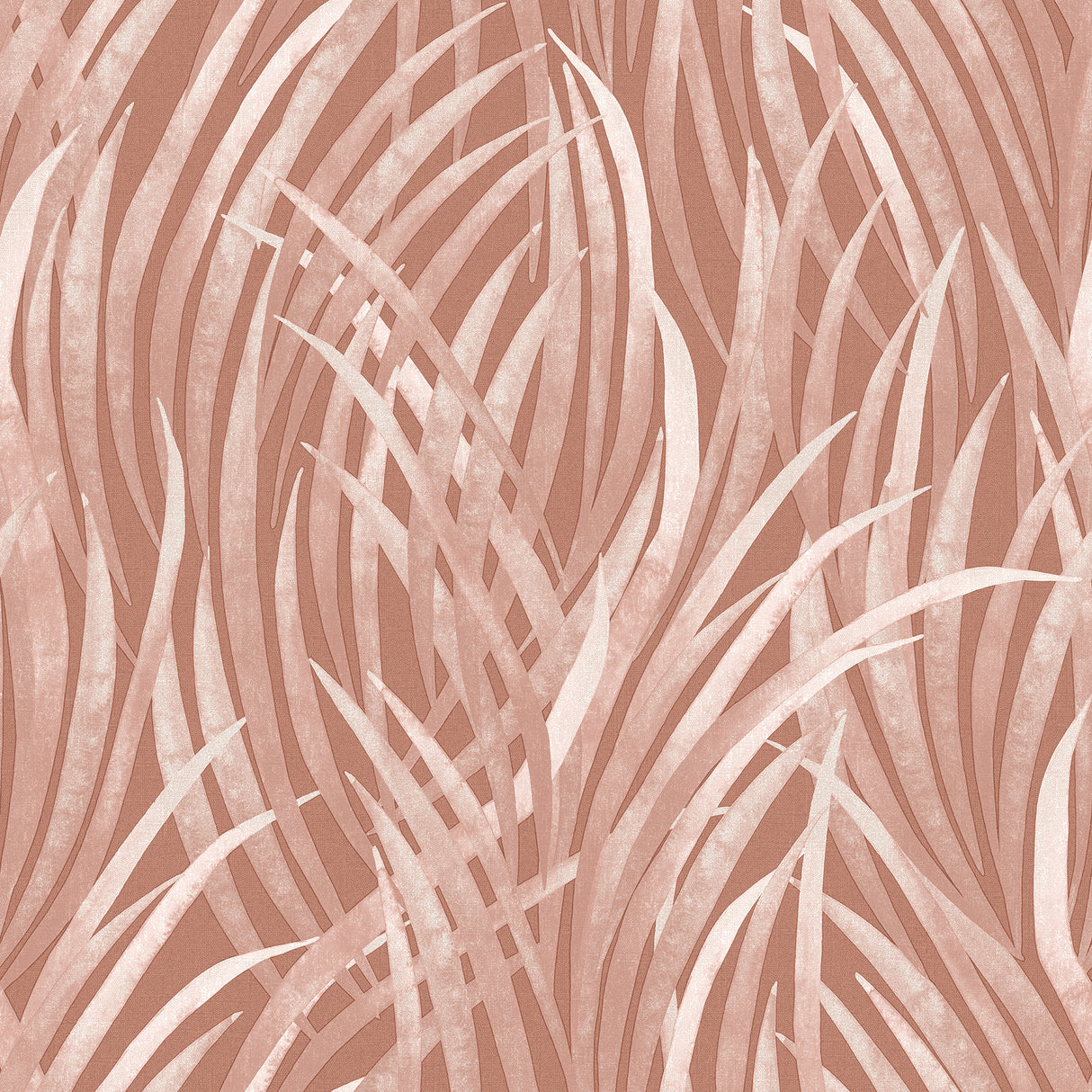 Adelia Tall Grass Terracotta textured wallpaper roll and room scene