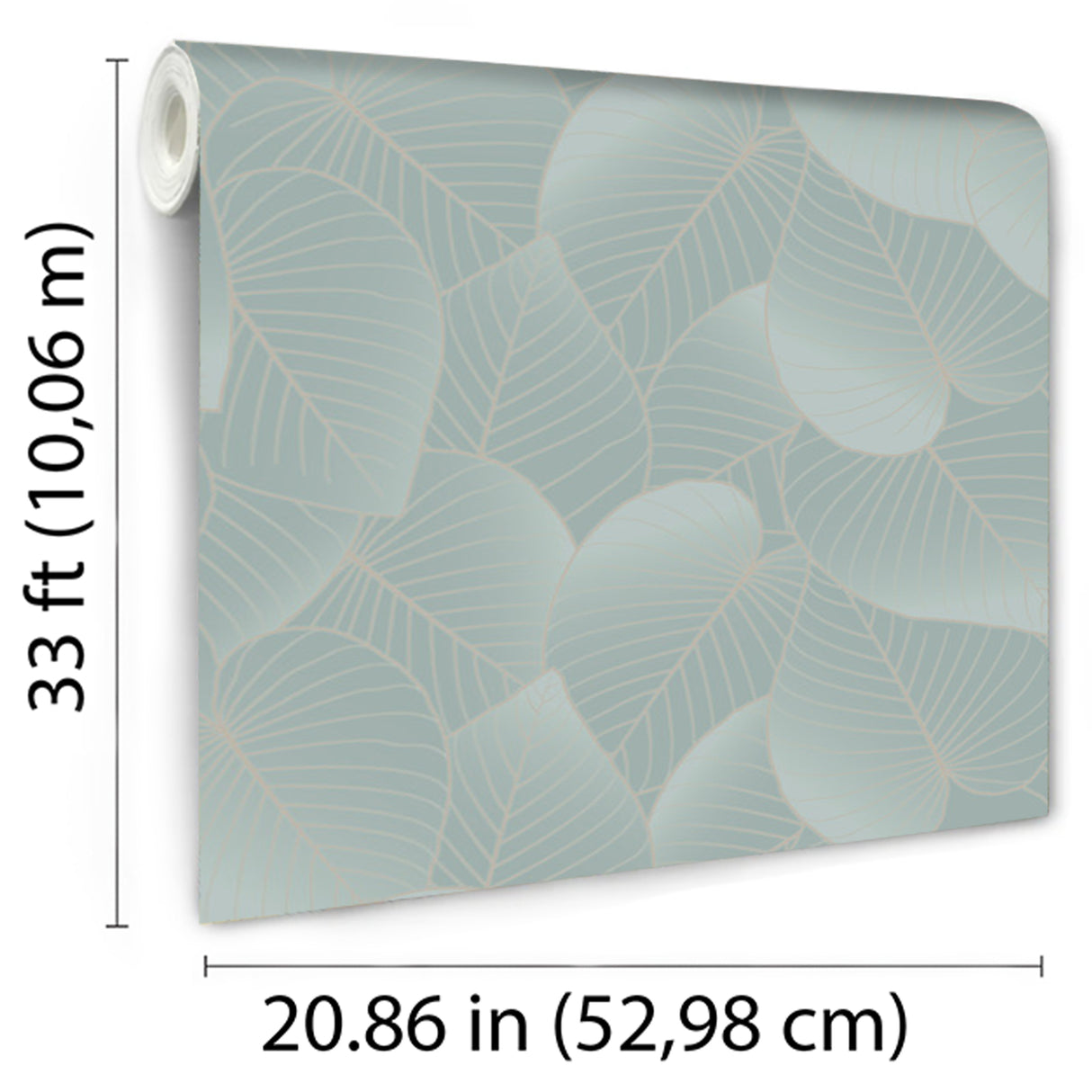 Graphic Leaves Light Green with Foil Accents by Veer Decor Non-Woven Unpasted Wallpaper – Veer Decor VRBT14-212