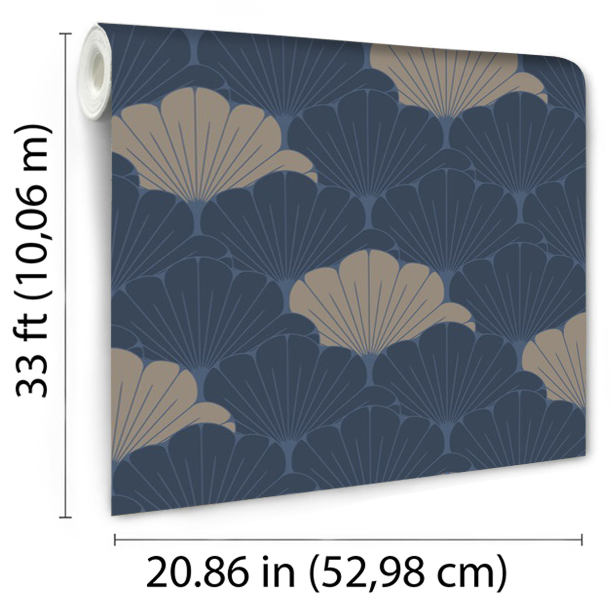 Giant Art Deco Gingko Leaf Blue by Veer Decor Floral Wallpaper – Veer Decor VREL01-046