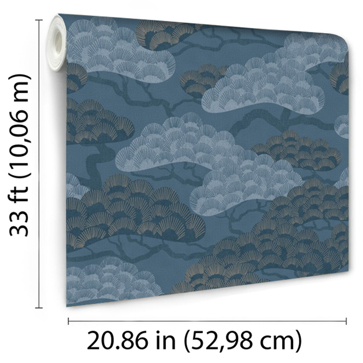 Bonsai Grove Blue by Veer Decor Textured Metallic Non-Woven Unpasted Wallpaper – Veer Decor VREL01-446