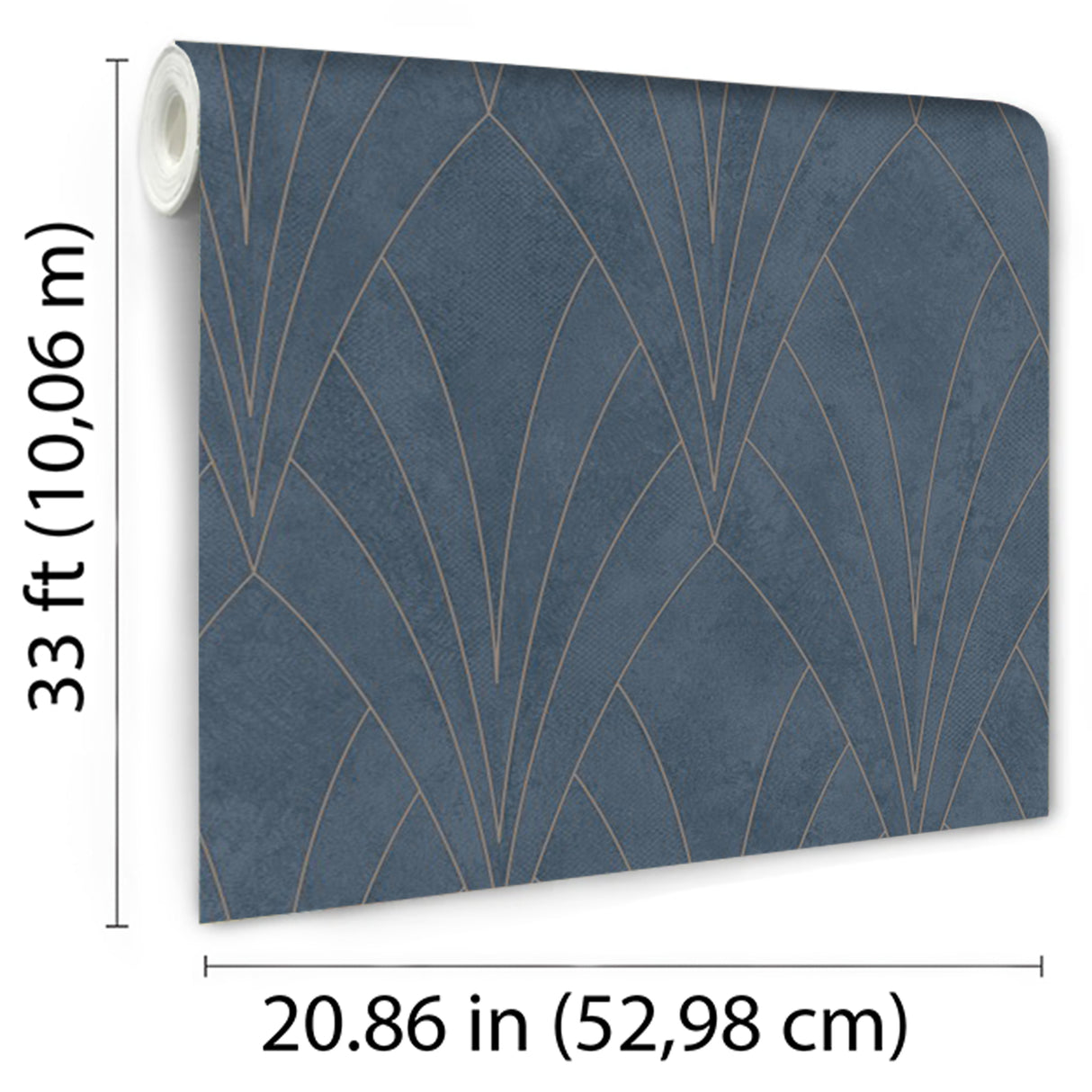 Art Deco Fan Blue by Veer Decor Textured Metallic Geometric Wallpaper – Veer Decor VREL01-658