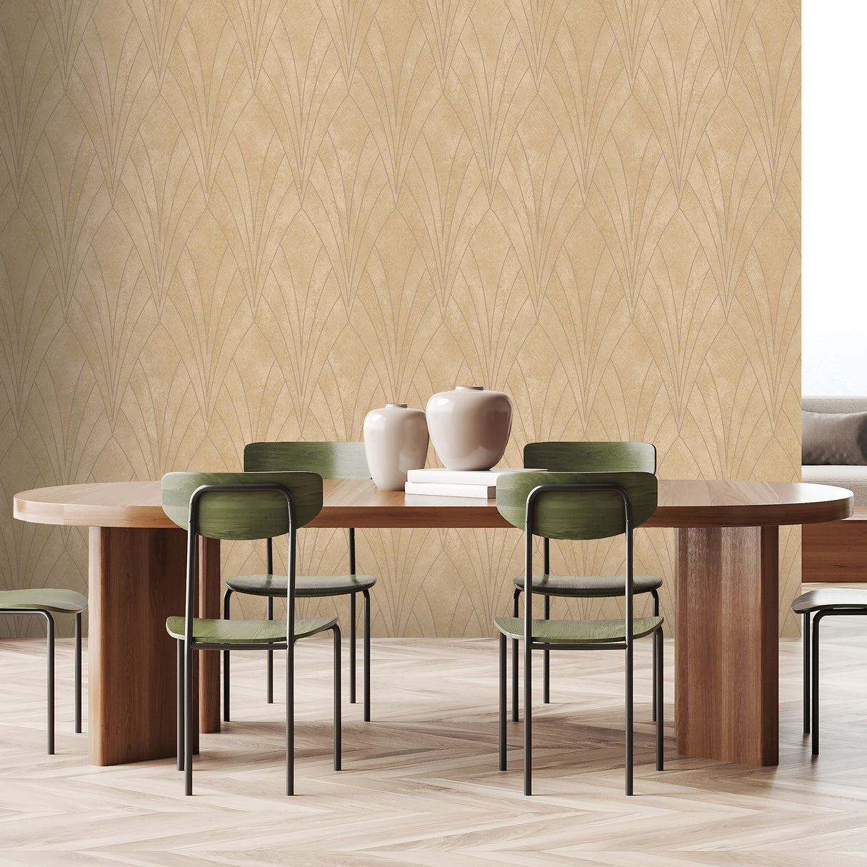 Art Deco Fan Yellow by Veer Texture Ground Wallpaper – Veer Decor VREL02-658