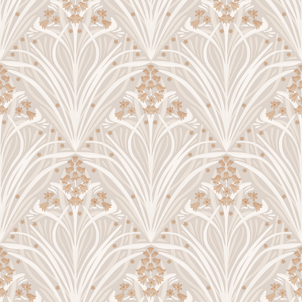 Victorian Bloom Cream floral textured wallpaper roll and room scene