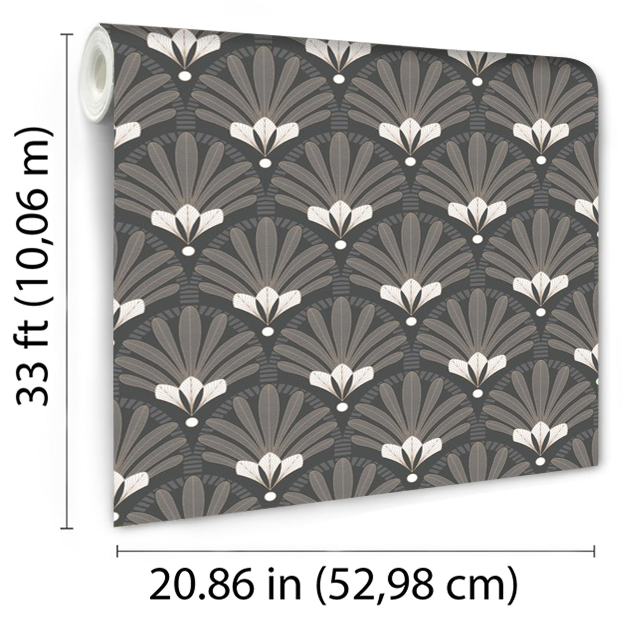 Art Deco Black by Elysian Fan Pattern Wallpaper – Veer Decor VREL09-335