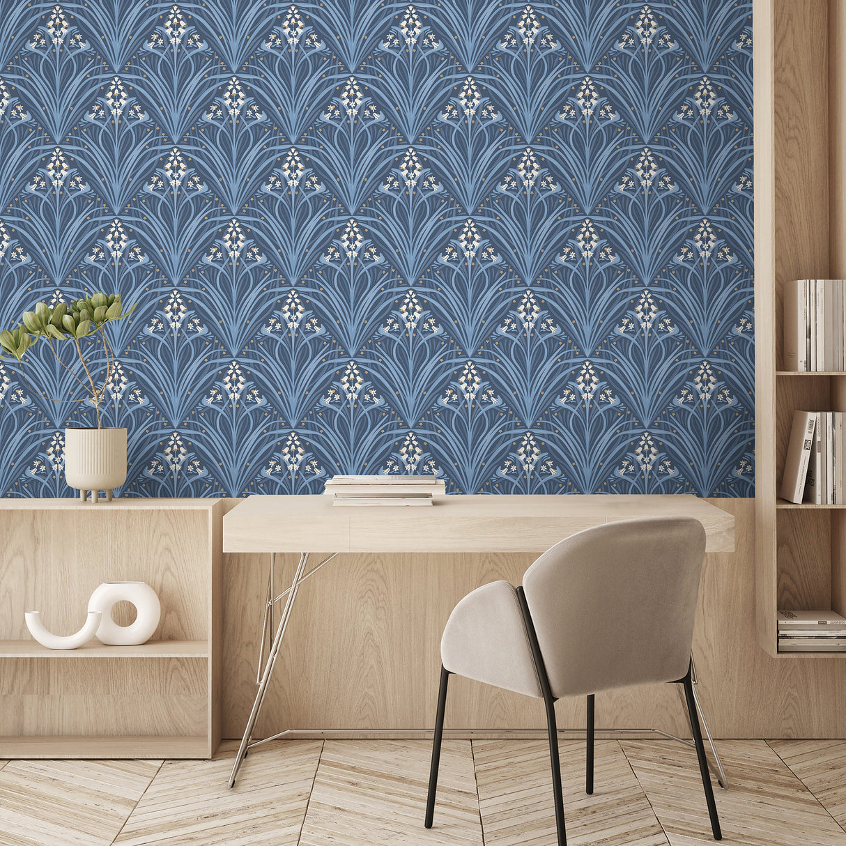 Victorian Bloom Blue by Veer Decor Floral Wallpaper – Veer Decor VREL10-166