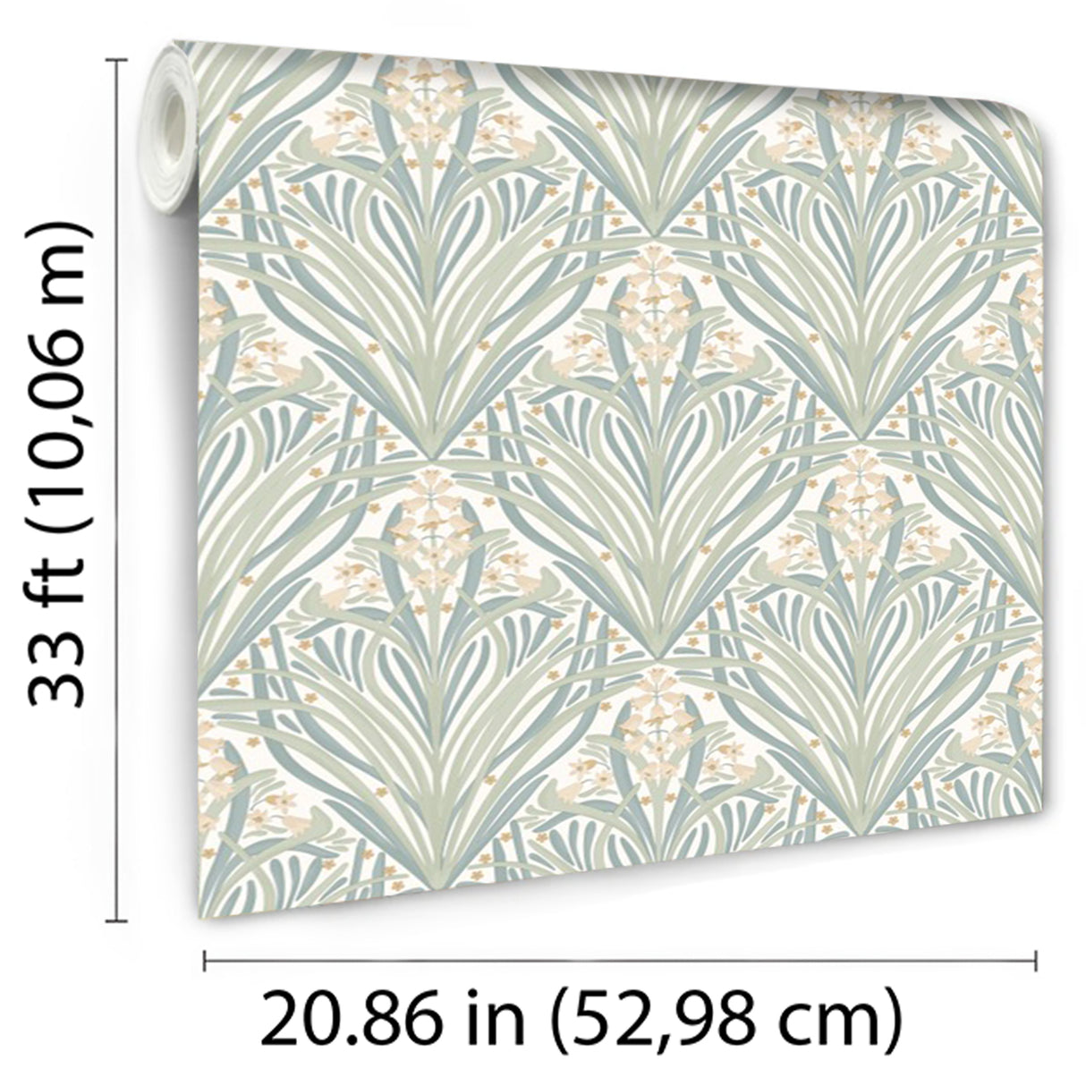 Victorian Bloom Light Green with Cream Ground by Veer Decor Floral Wallpaper – Veer Decor VREL24-166