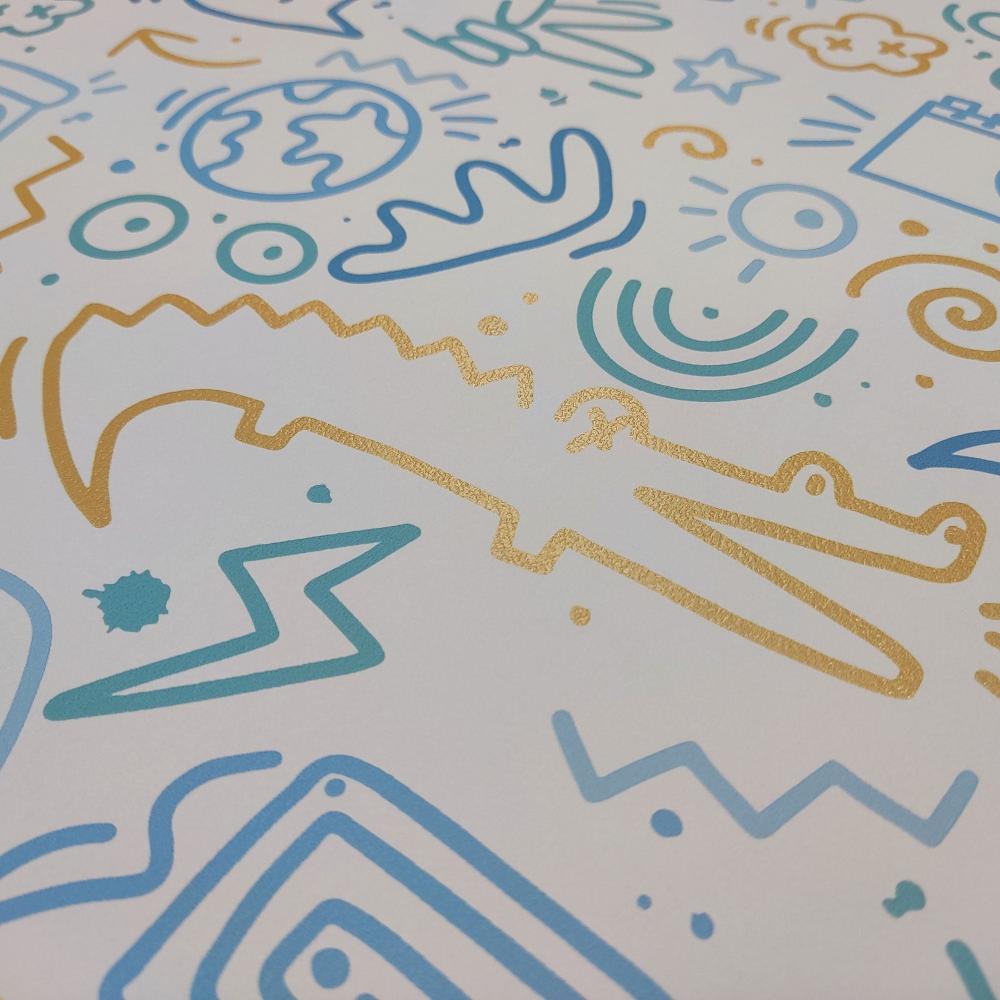Doodle Blue by Veer Decor Kids Novelty Wallpaper – Veer Decor VRKG01-754