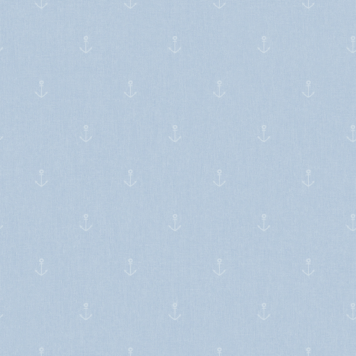 Anchors Away Blue non-woven wallpaper roll with small anchor motif, 20.86 in x 33 ft