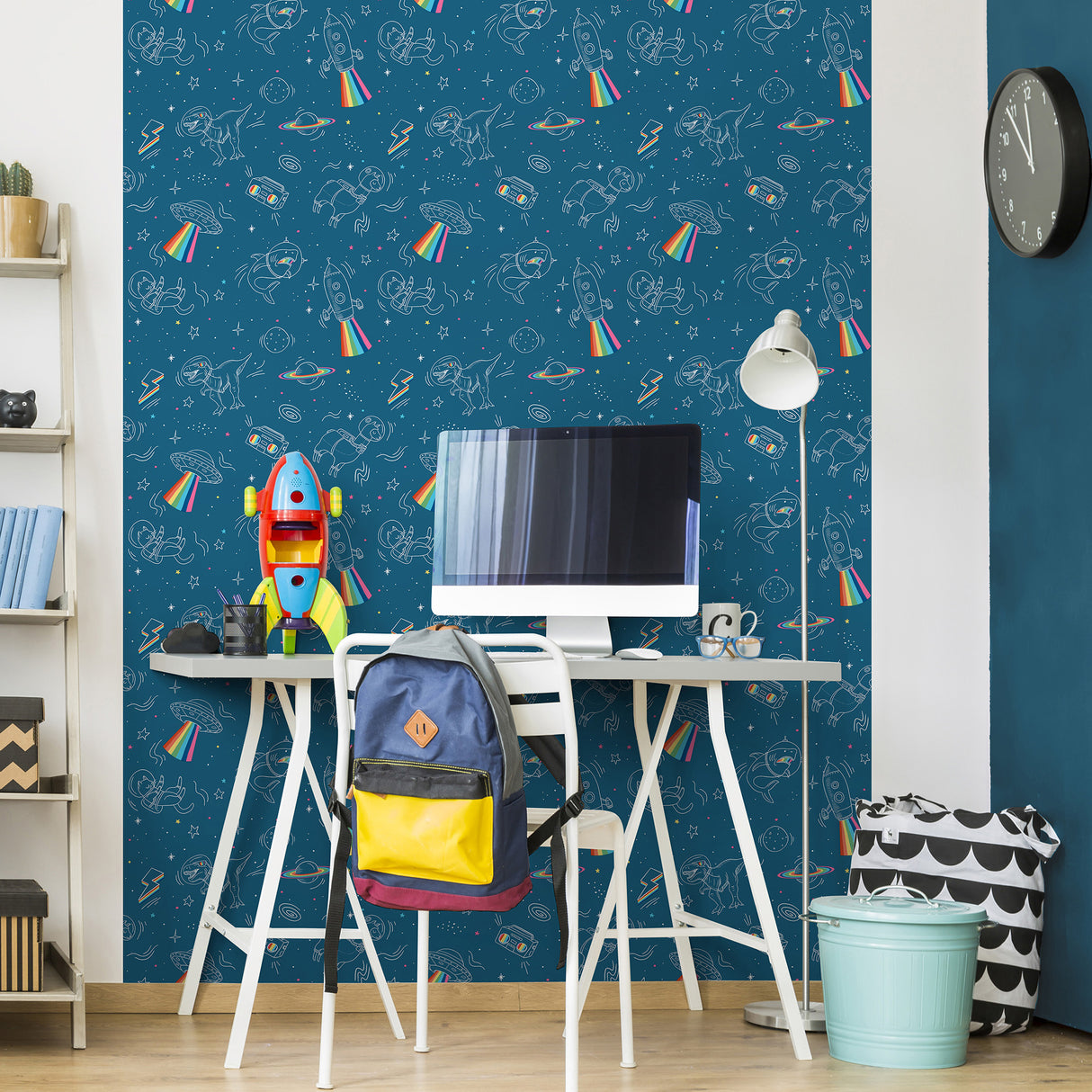 Space Adventures Blue by Veer Decor Kids Wallpaper – Veer Decor VRKG01-863