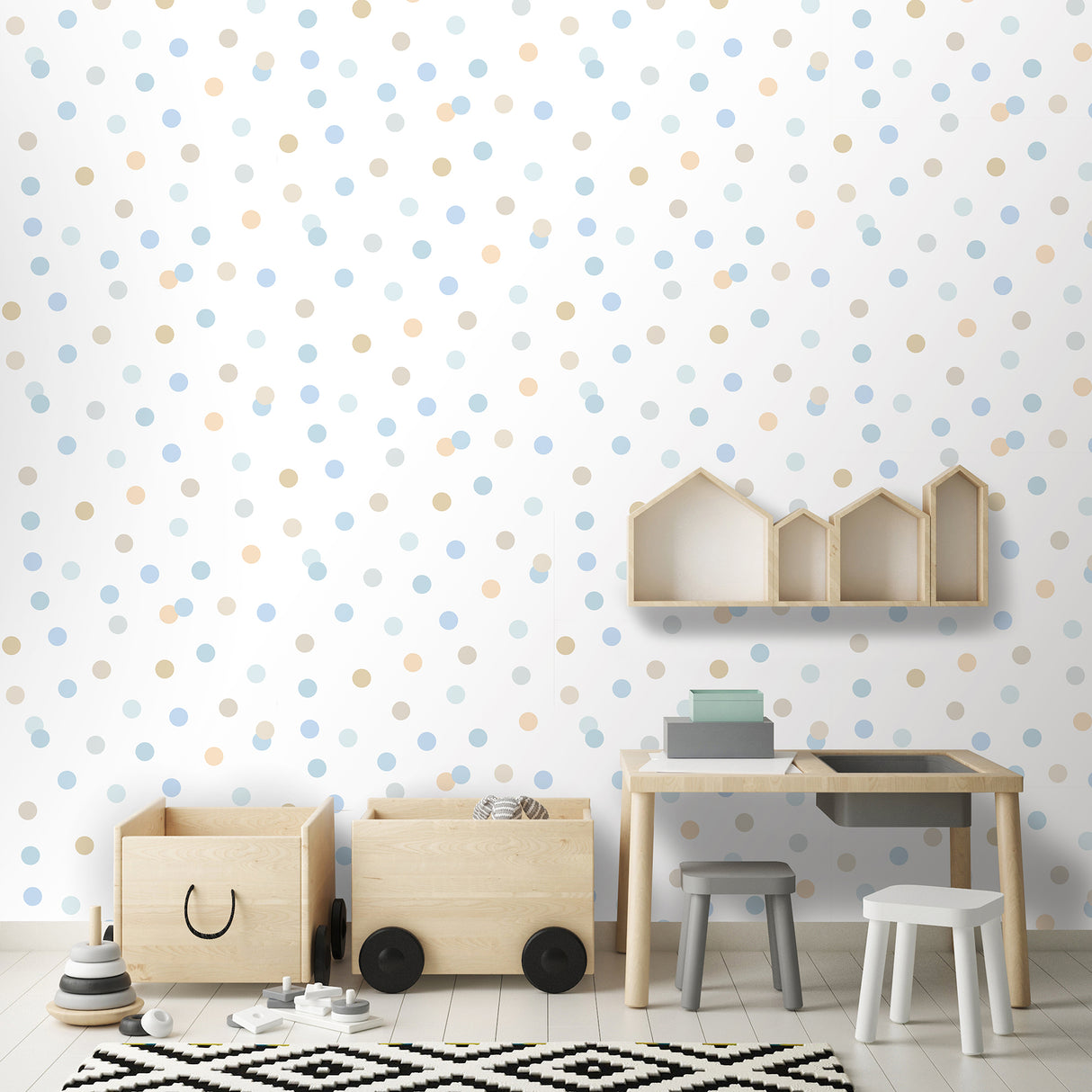 Polka Dot Party Blue by Veer Decor Kids Room Wallpaper – Veer Decor VRKG01-915