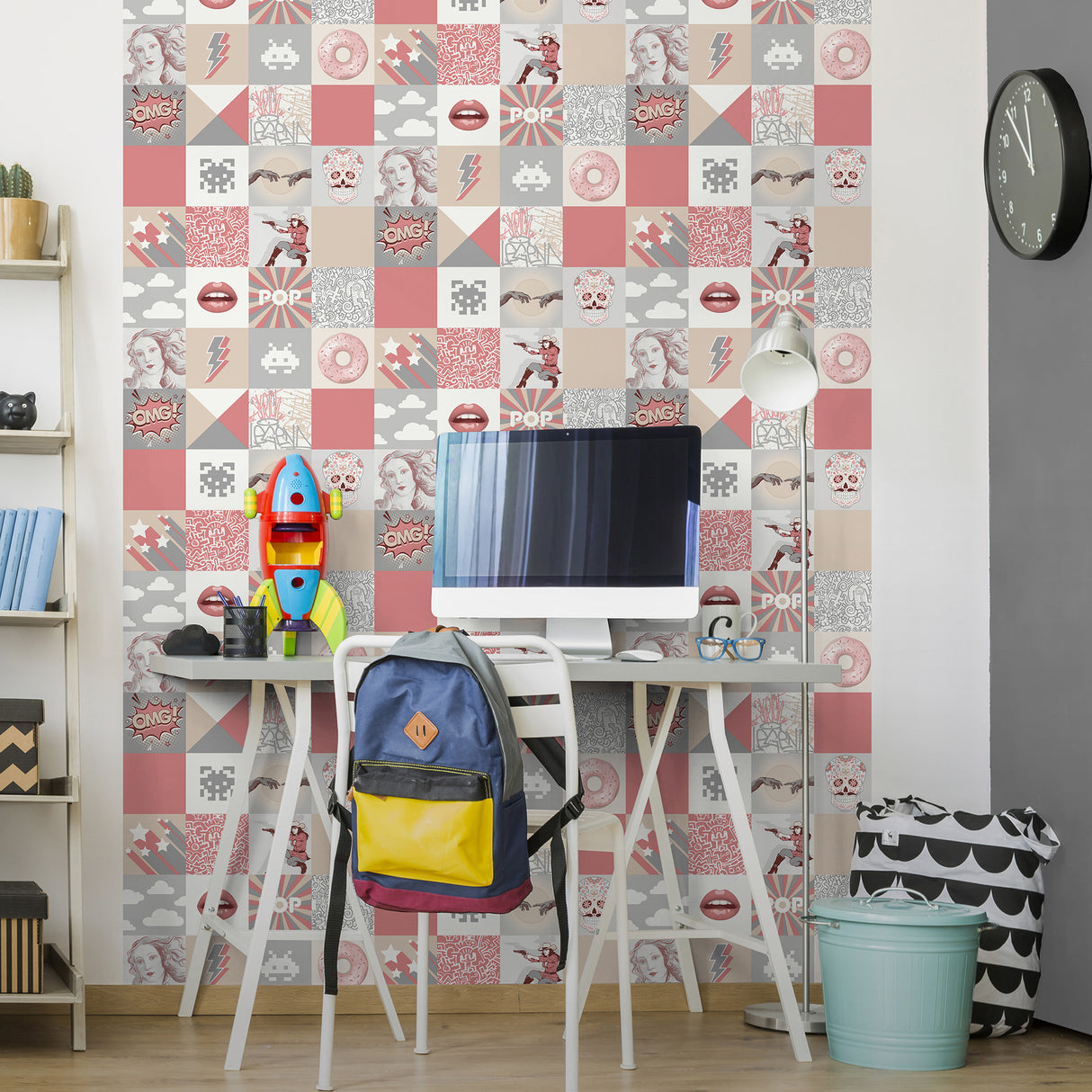 Pop Art Patchwork Pink by Veer Decor Kids Wallpaper – Veer Decor VRKG03-235