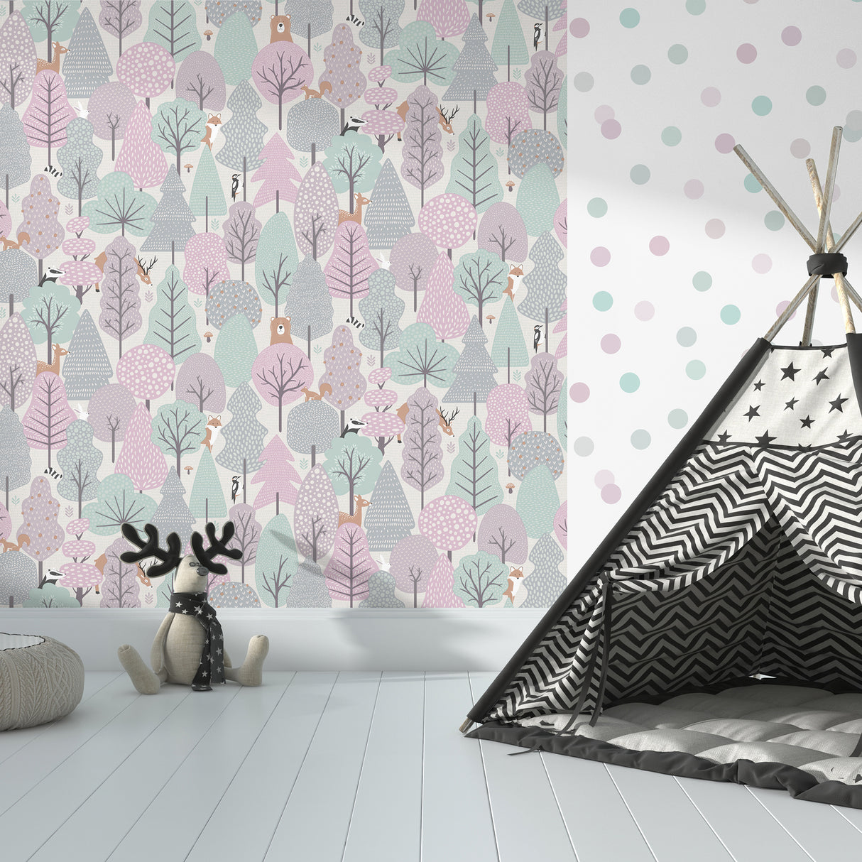 Enchanted Forest Pink by Veer Decor Children’s Woodland Wallpaper – Veer Decor VRKG03-615