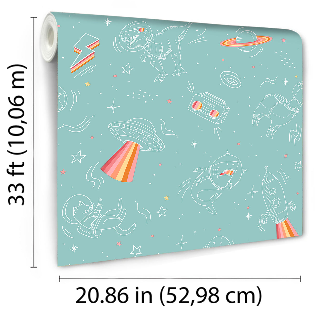 Space Adventures Aqua by Veer Kids Wallpaper – Veer Decor VRKG04-863