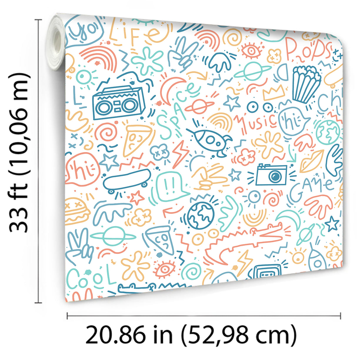 Doodle Multi by Veer Decor Kids Novelty Wallpaper – VRKG10-754