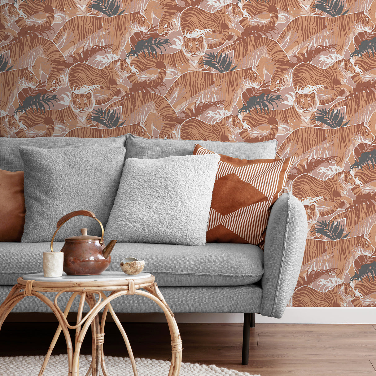 Tiger Squad Orange by Veer Decor Animal Print Wallpaper – Veer Decor VRNO05-596
