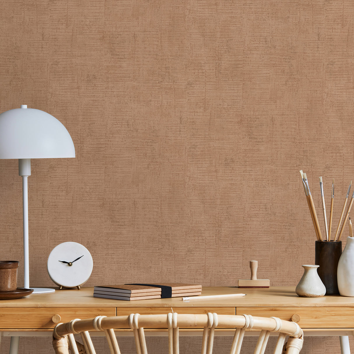 Makoba Horizontal Texture Orange by Veer Decor Textured Vinyl Wallpaper – Veer Decor VRNO05-823