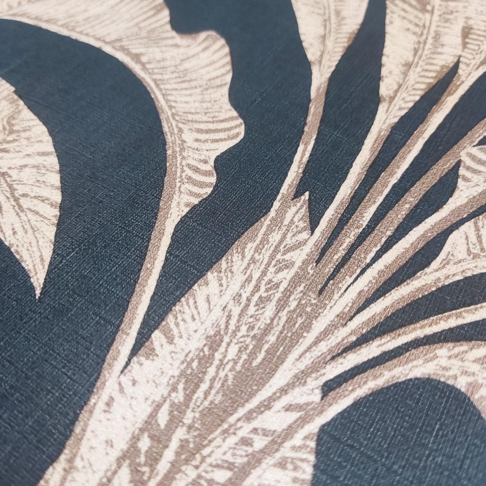 Luxe Tropical Palm Orange on Black Ground by Veer Decor Textured Vinyl Wallpaper – Veer Decor VRNO05-916