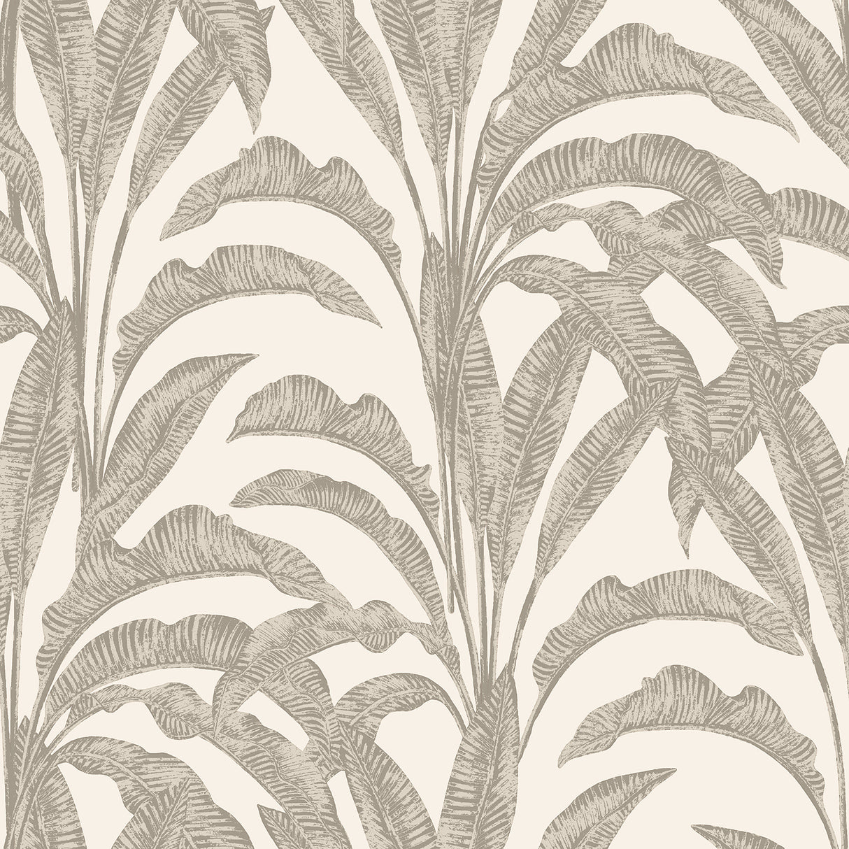 Luxe Tropical Palm beige and cream botanical palm frond wallpaper roll
