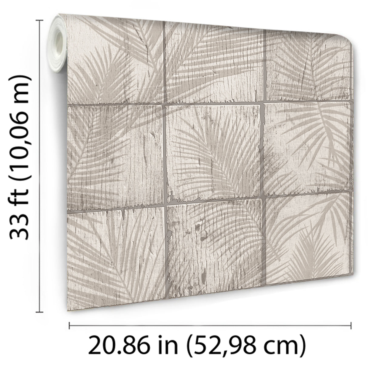Rustic Palm Shadow Tile Beige by Veer Decor Textured Vinyl Wallpaper – Veer Decor VRNO07-986