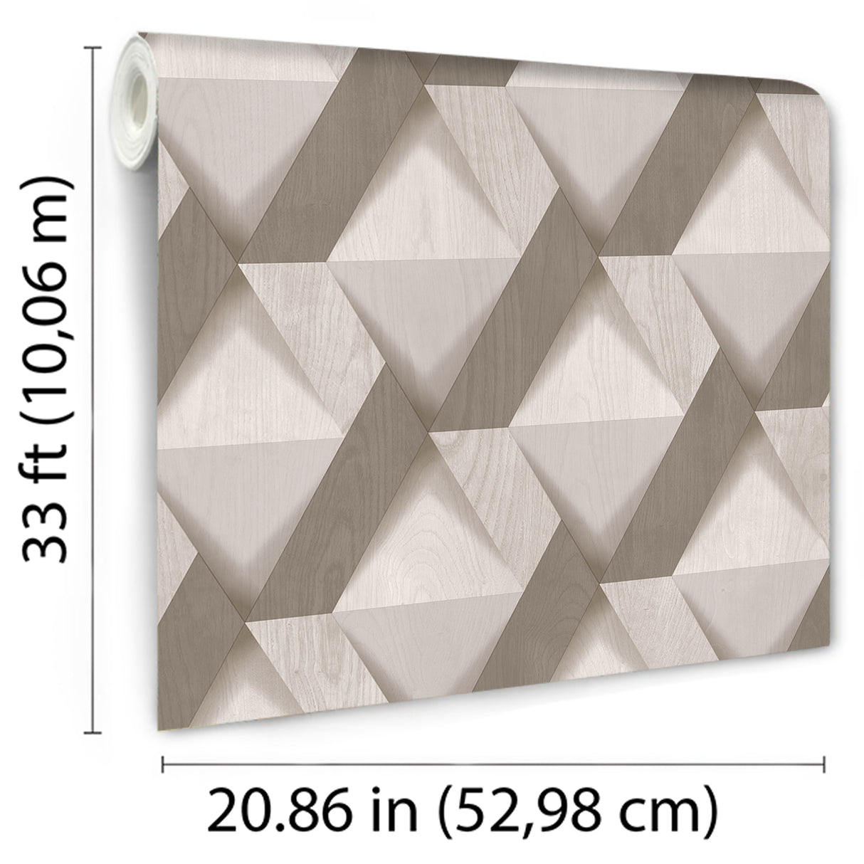 Modern Losange Wood Taupe by Veer Decor Geometric Textured Vinyl Wallpaper – Veer Decor VRNO08-196
