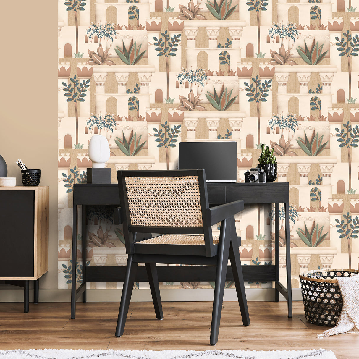 Mediterranean Villa Garden Orange by Veer Decor Patterned Wallpaper – Veer Decor VRNO08-956