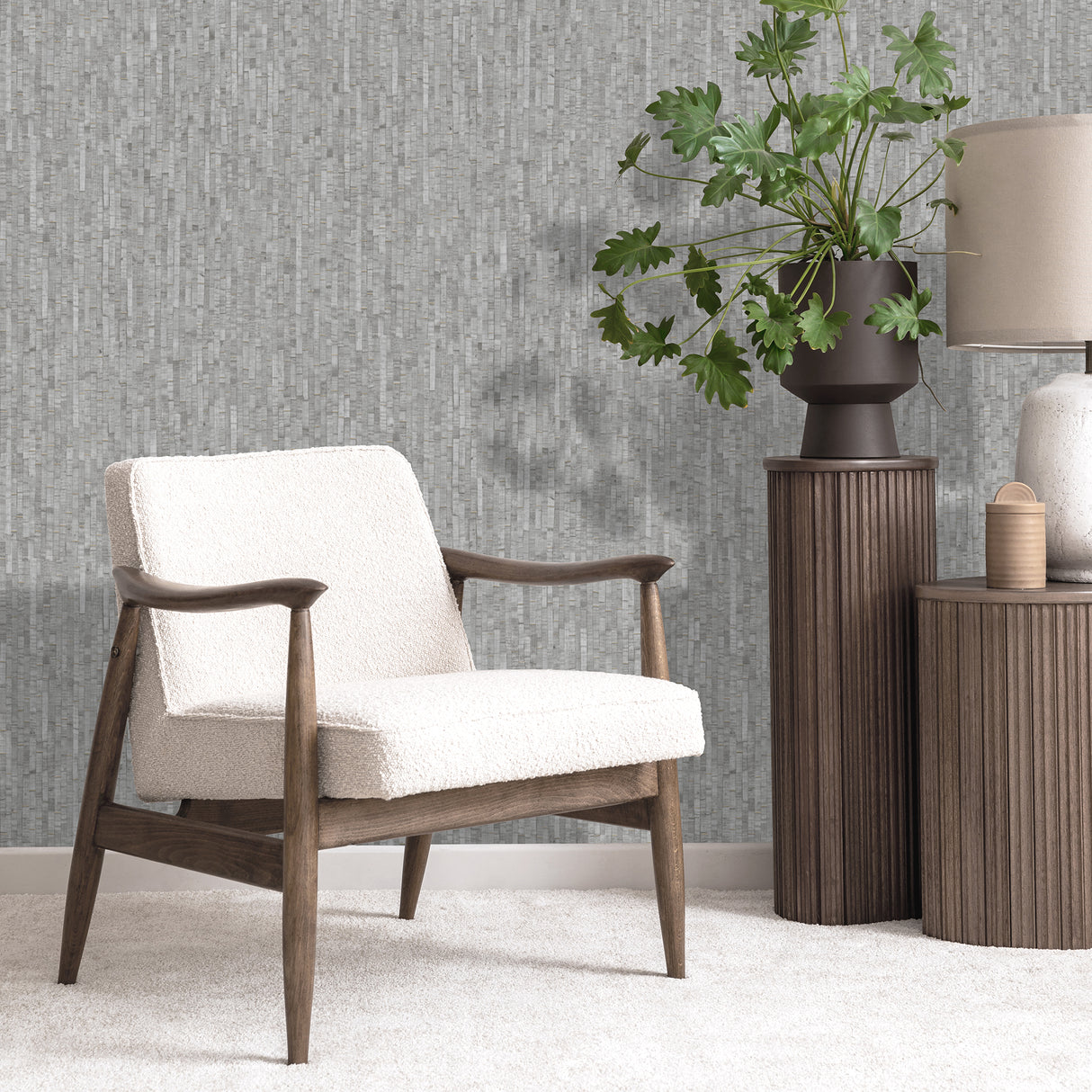 Faux Natural Straw Light Gray by Veer Decor Textured Vinyl Wallpaper – Veer Decor VRNO19-946