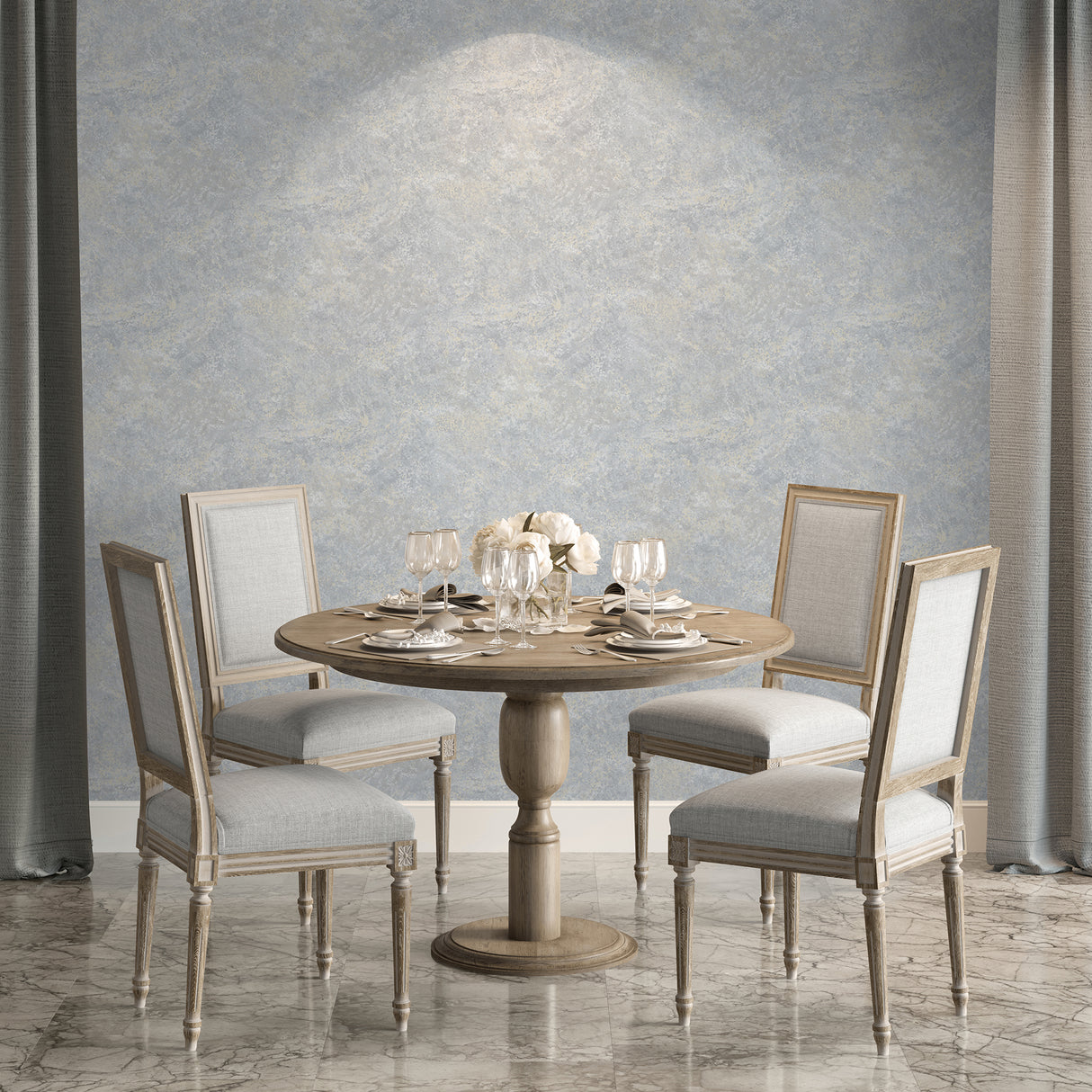 Lustre Stucco Grayish Blue by Veer Decor Textured Metallic Wallpaper – VRVE01-766