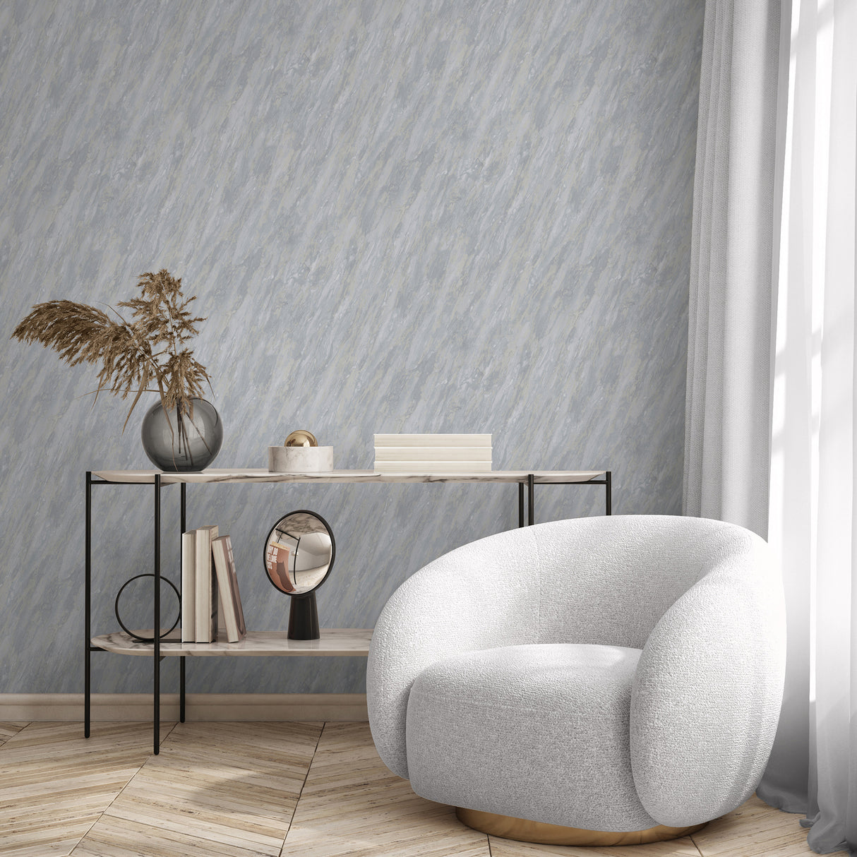 Glint Luxe Marble Light Gray by — Textured Marble Wallpaper – Veer Decor VRVE09-366