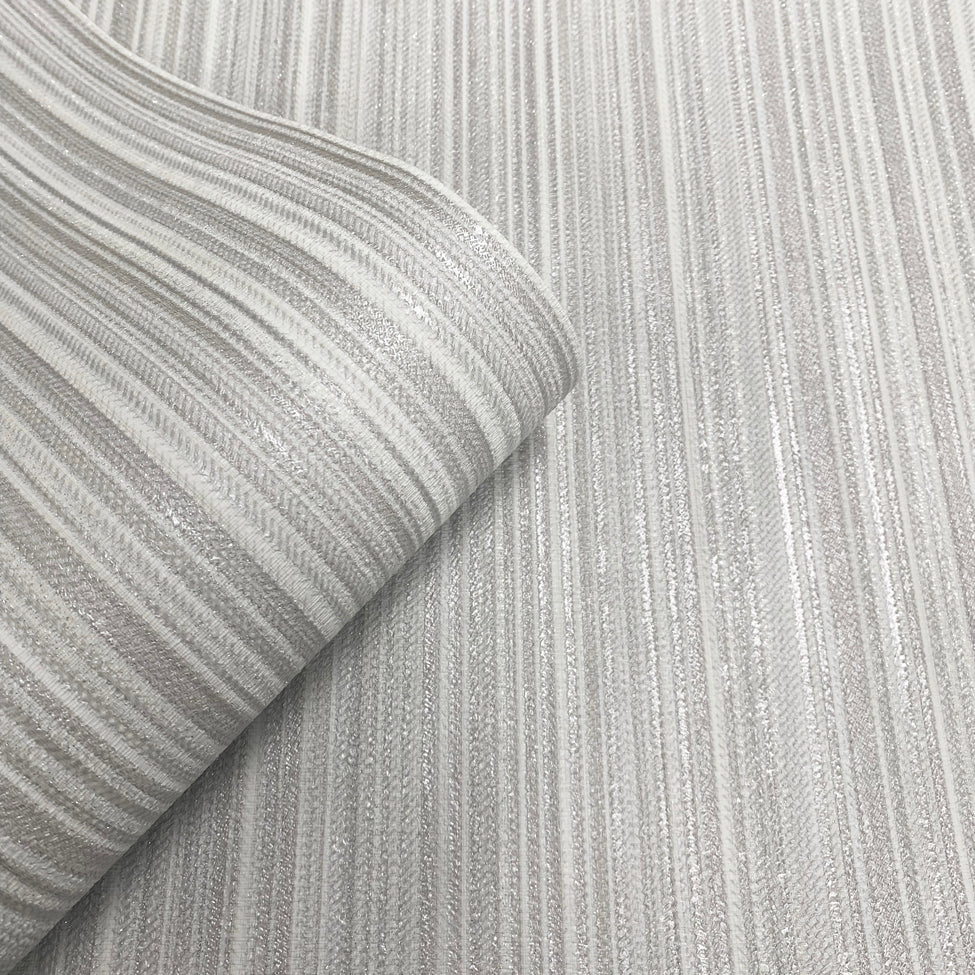 Glint Stria Stripe Light Gray by Veer Decor Textured Metallic Stripe Wallpaper – Veer Decor VRVE09-566