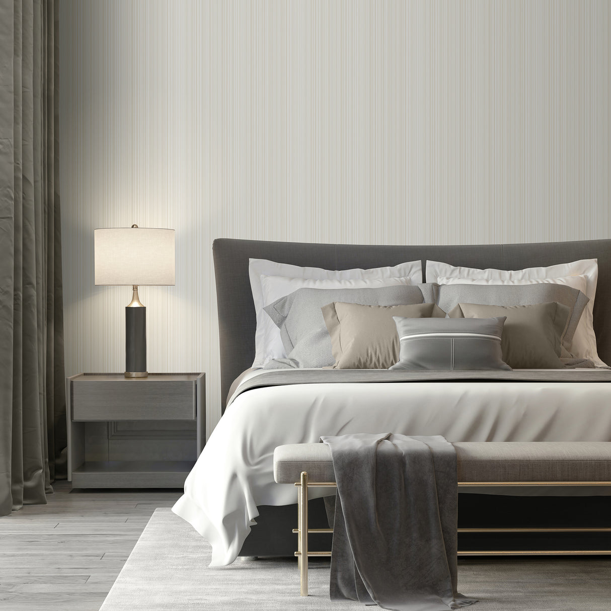 Glint Stria Stripe Natural by Veer Decor Textured Metallic Vinyl Wallpaper – Veer Decor VRVE17-566
