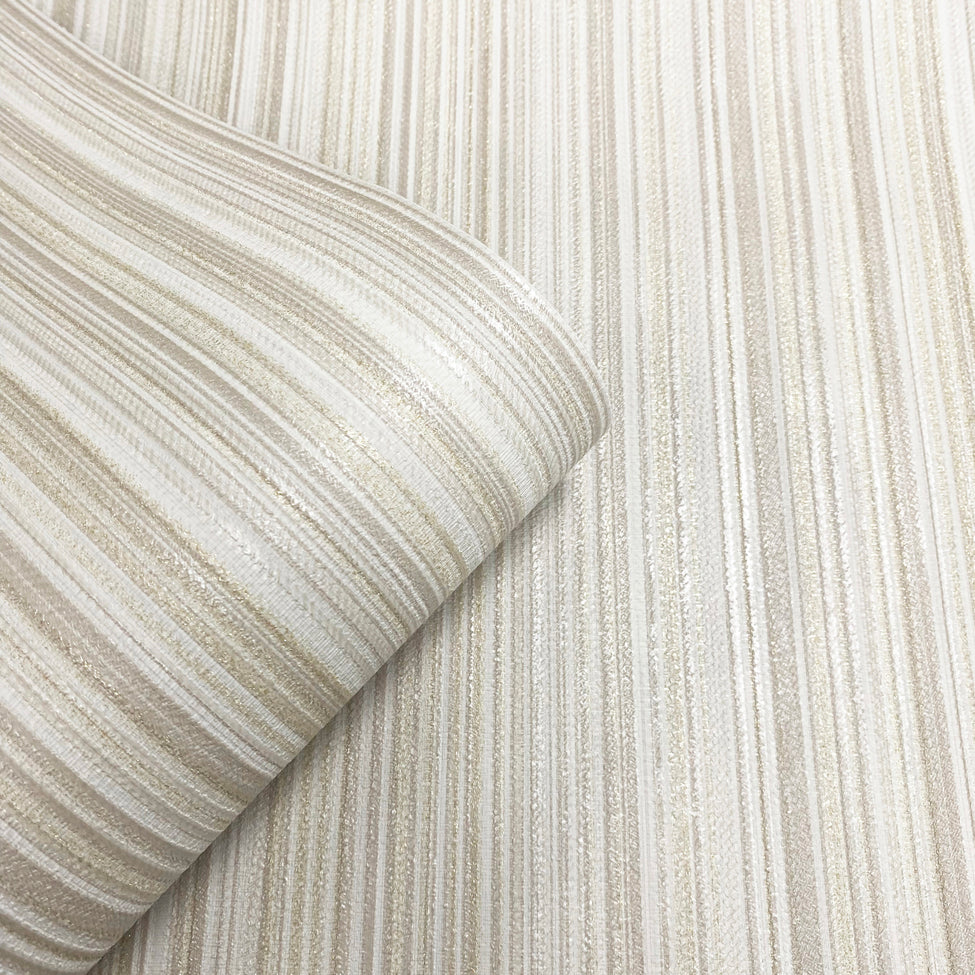 Glint Stria Stripe Natural by Veer Decor Textured Metallic Vinyl Wallpaper – Veer Decor VRVE17-566