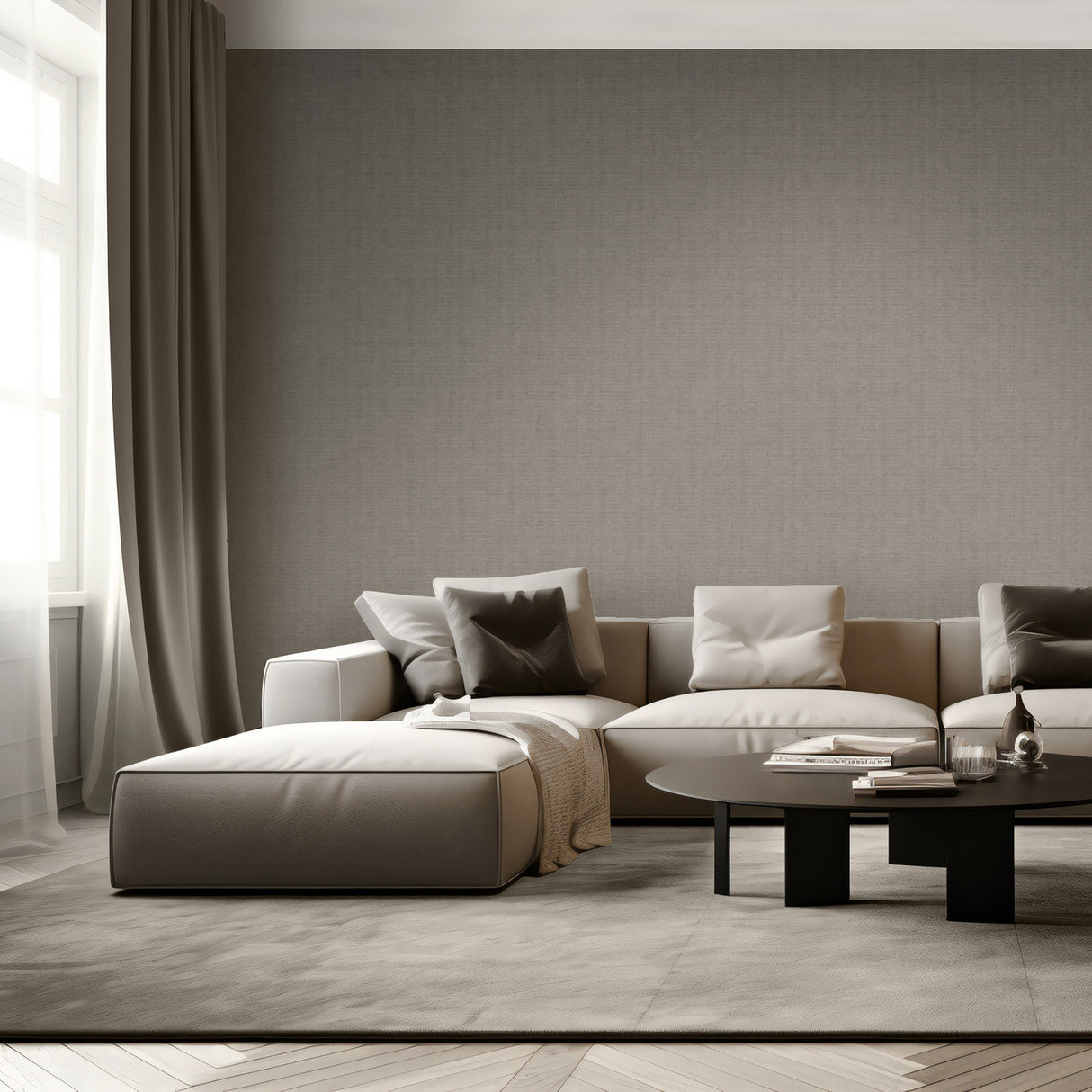 Lustre Linen Brown by Veer Decor Textured Vinyl Wallpaper – Veer Decor VRVE18-376