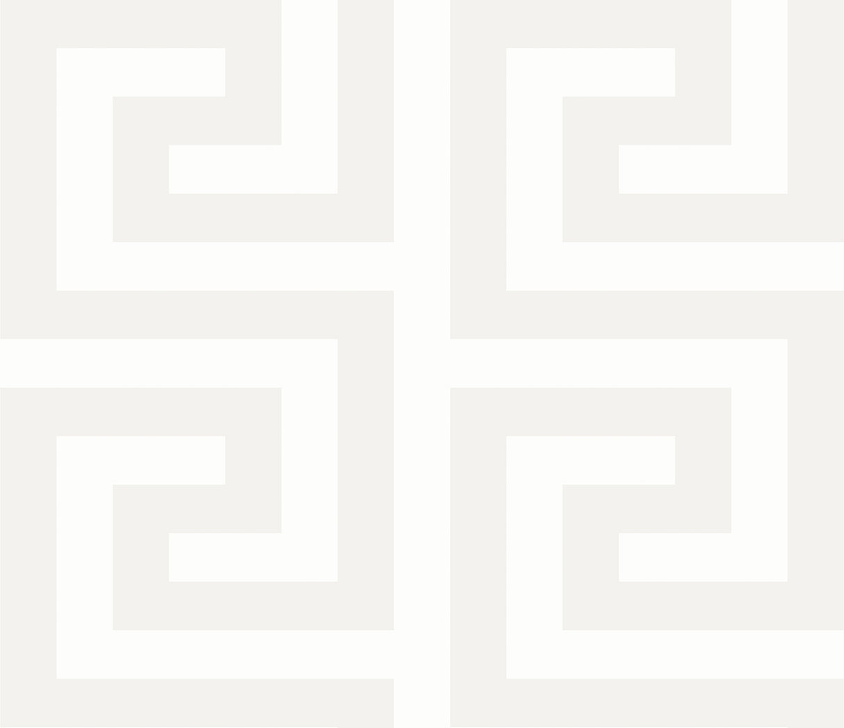 Metallic ivory Greek key geometric wallpaper pattern