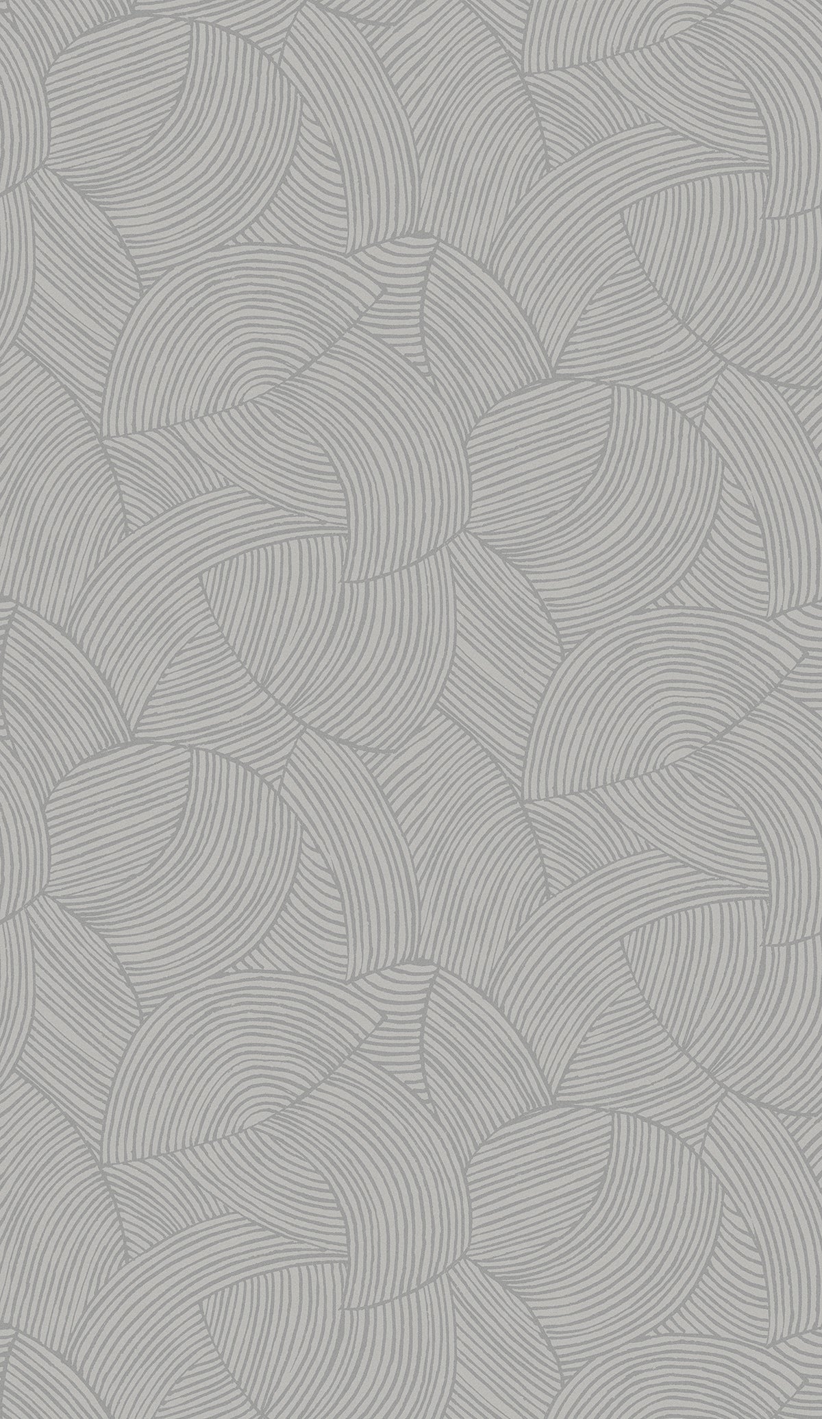 Symphony Geometric wallpaper in Metallic Smoke with overlapping curved linework