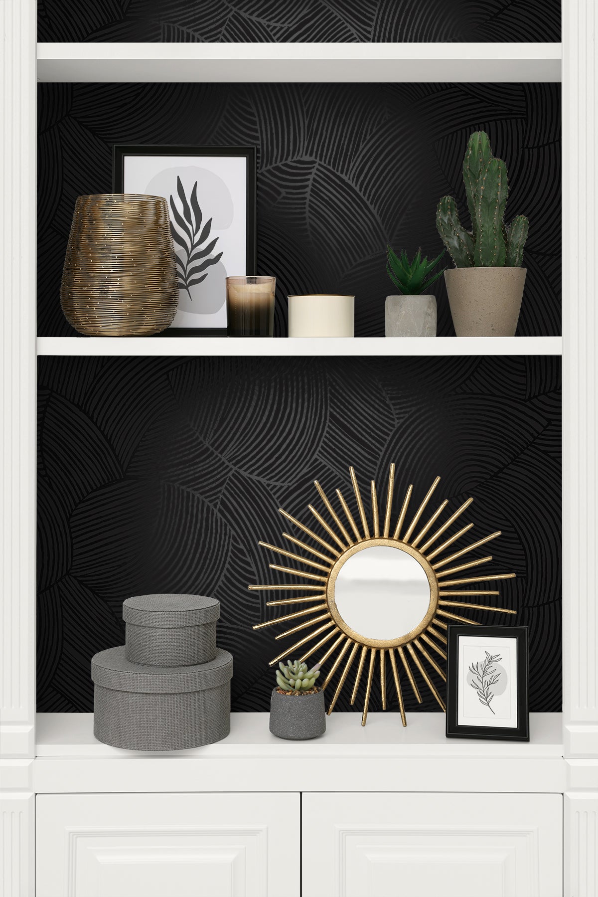 Symphony Geometric Metallic Black Ice by Piano Geometric Wallpaper – Seabrook Designs WH40410
