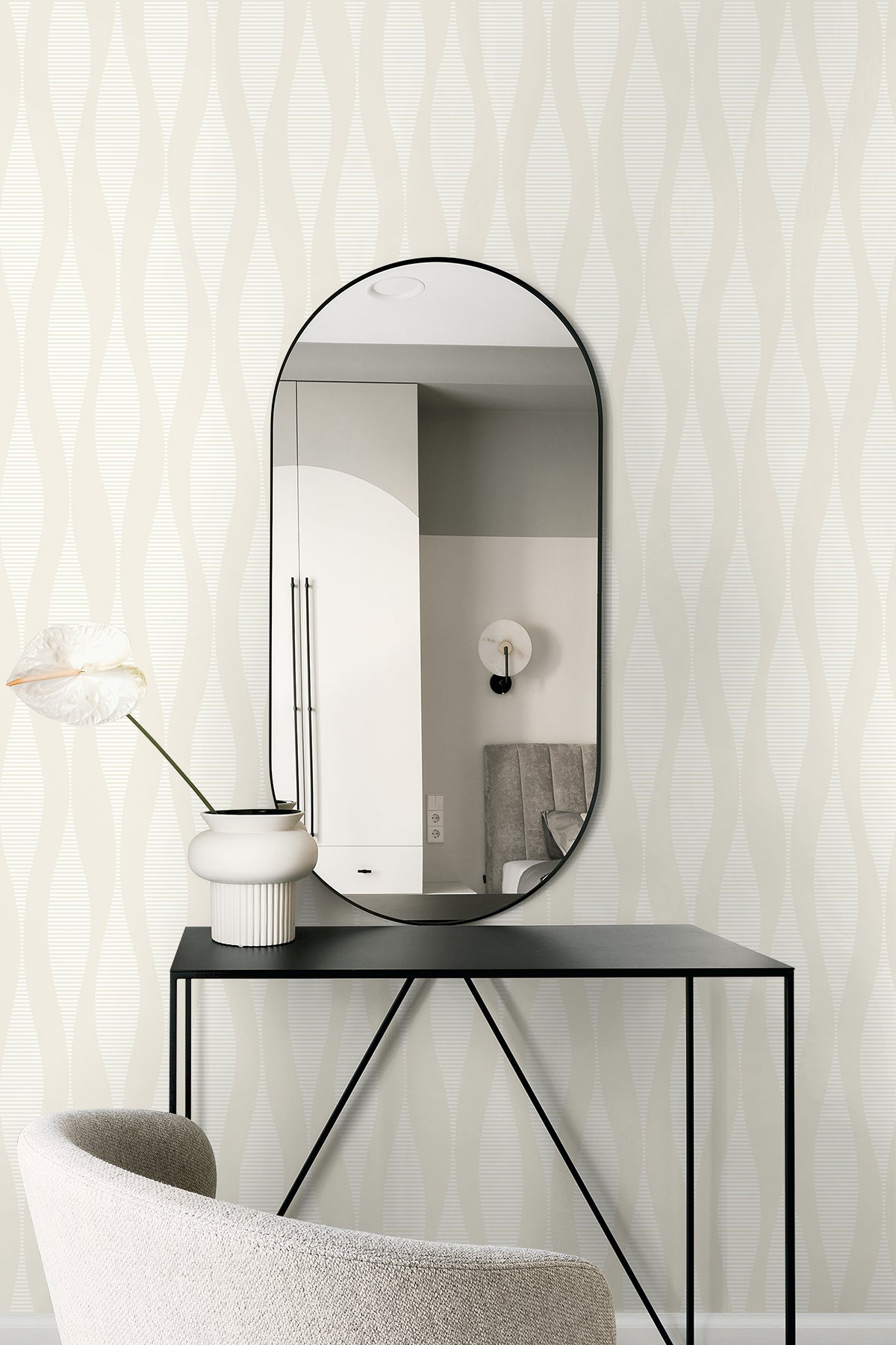 Harmony Ikat Waves Oyster & Cream by Piano Abstract Ikat Waves Wallpaper – Seabrook Designs WH41230