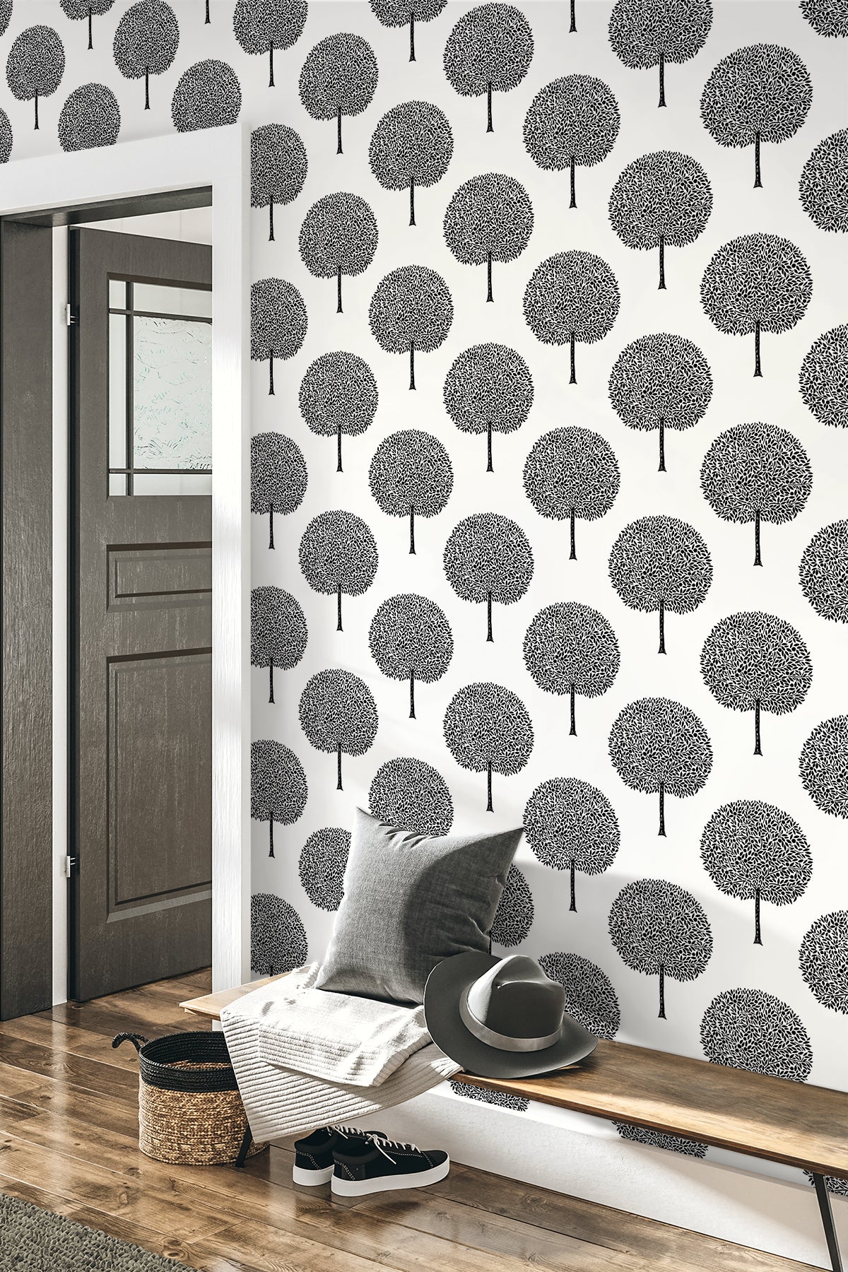 Demi Trees Alabaster & Contrast by Piano Contemporary Botanical Tree Wallpaper – Seabrook Designs WH41800