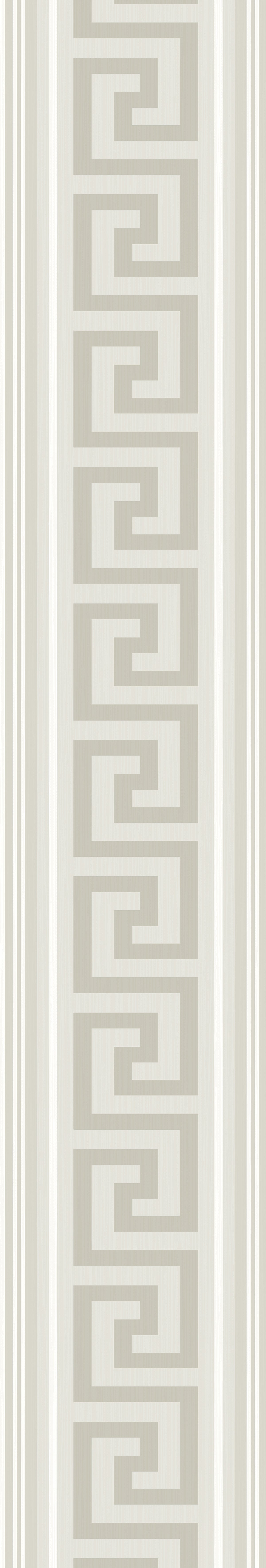 Lyre Greek Key border in almond and metallic champagne finish