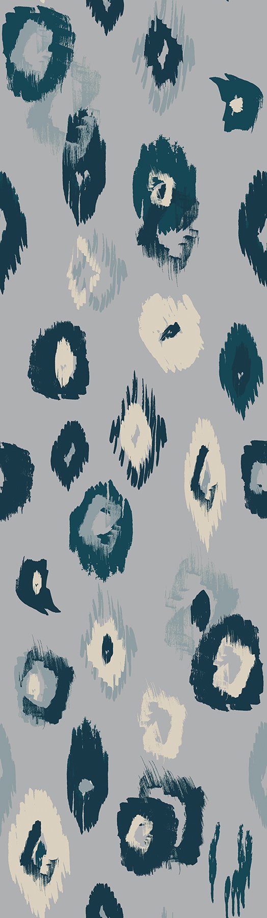 Amara Blue Animal Ikat Wallpaper with Modern Ikat Leopard Motif - WLD53120W