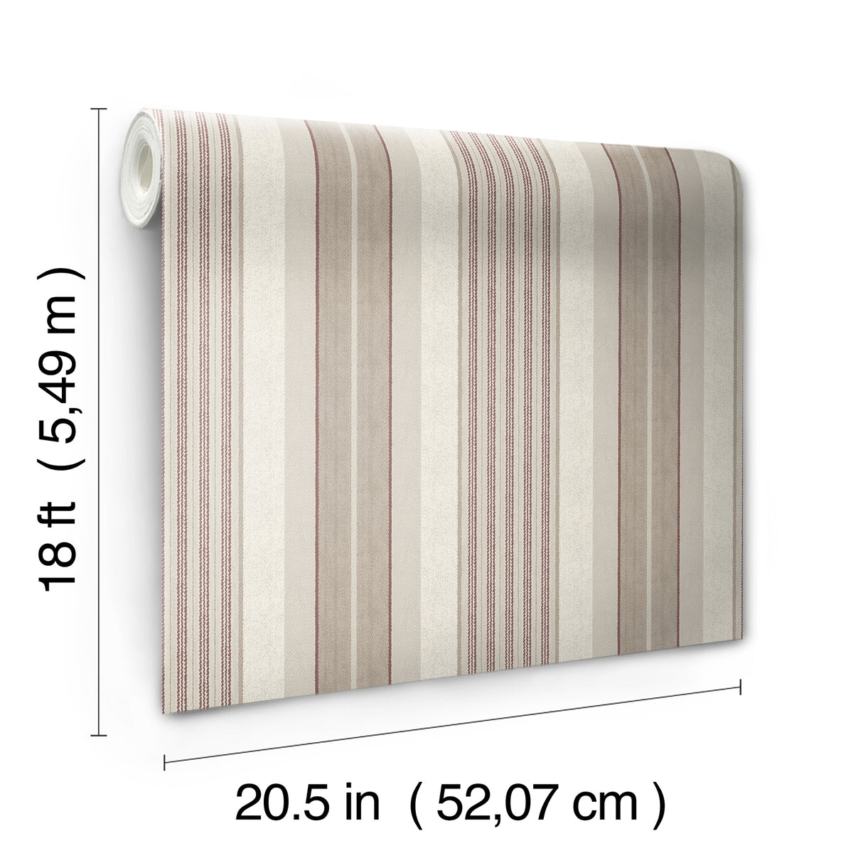 Escot Red by NuWallpaper Waverly Vintage Red and Brown Stripe Transitional Peel and Stick Wallpaper for Dining Rooms and Hallways - WVS6476